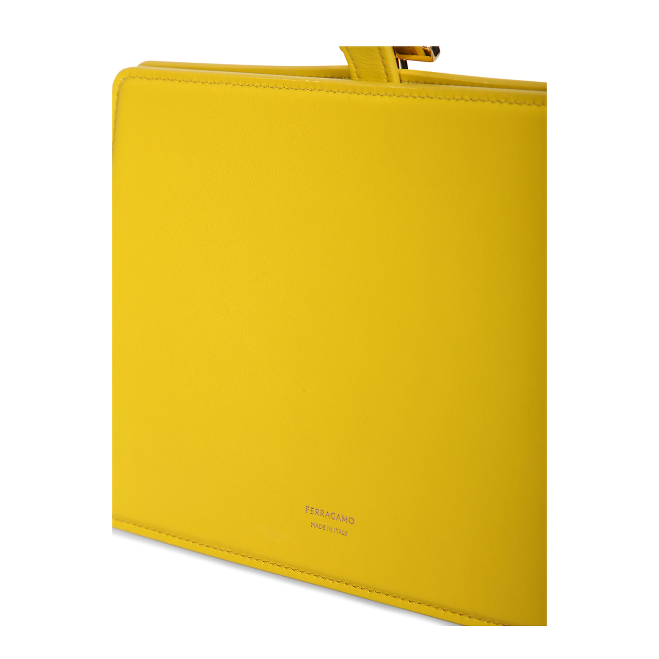 MAYFEYR - Ferragamo - Smooth Yellow Leather. Closure With Metallic Detail. Wrist Strap. - 792849220958010