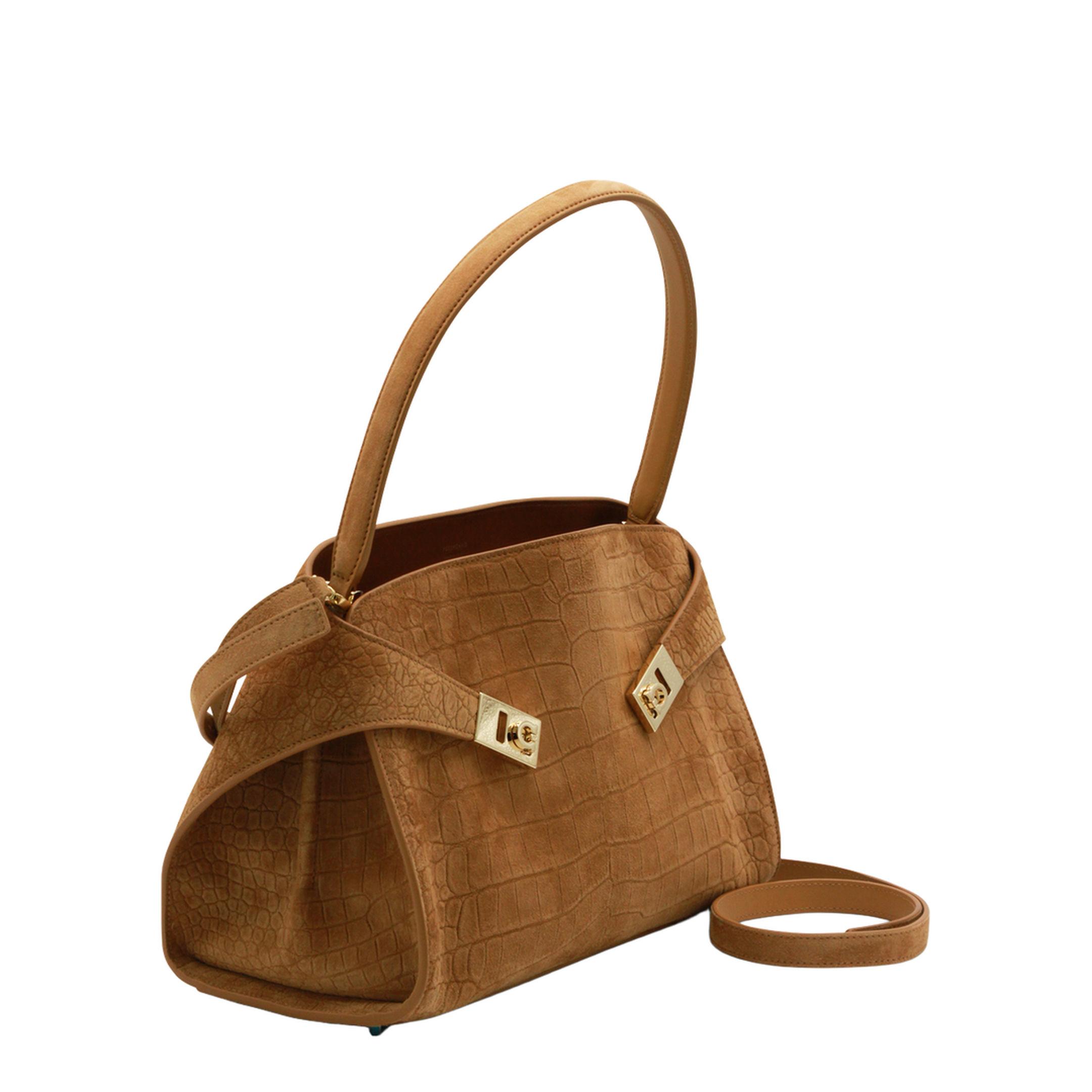 Croc Small Leather Shoulder Bag - Brown