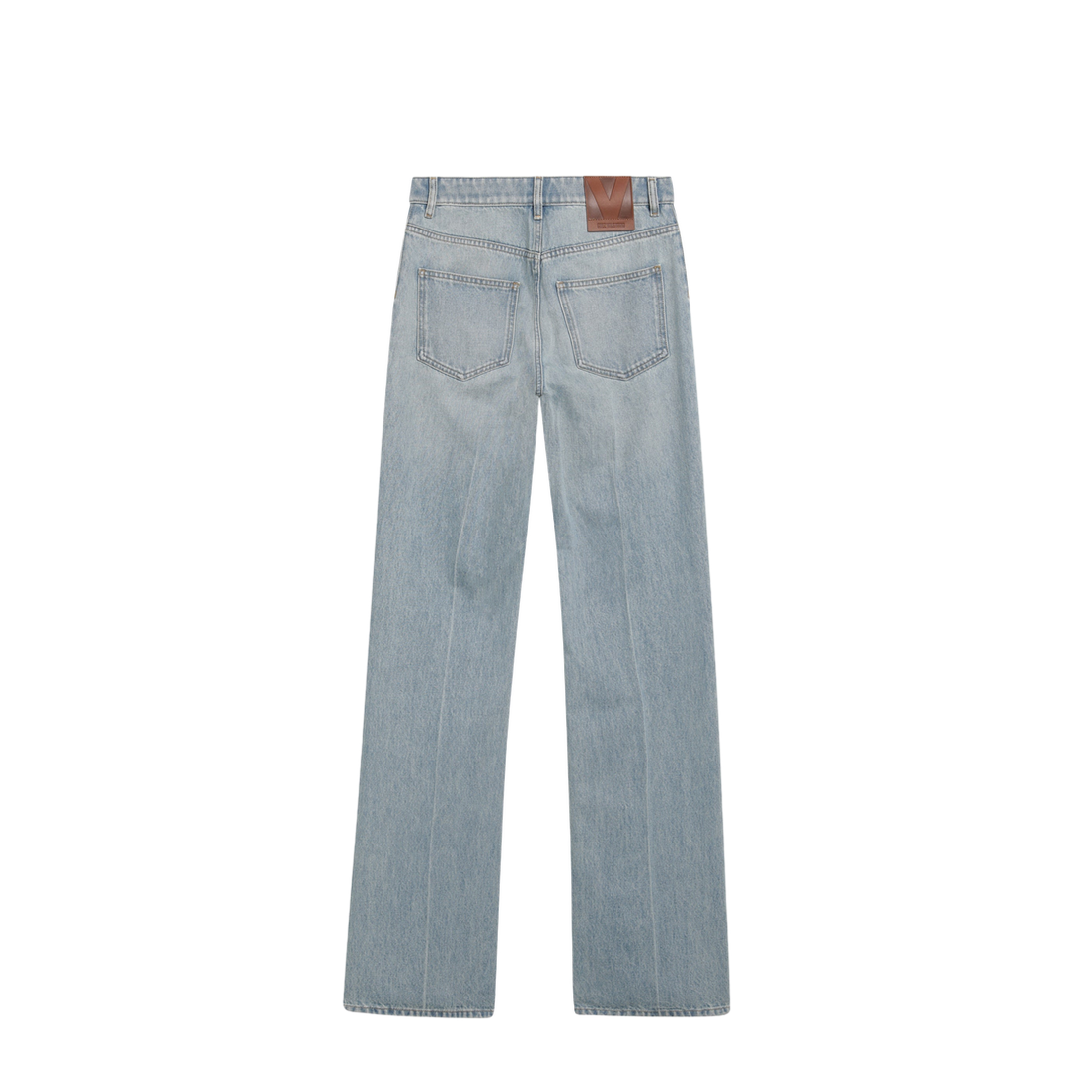 Straight-leg cotton denim jeans in light blue