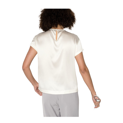Silk Crew Neck Top with Keyhole Detail