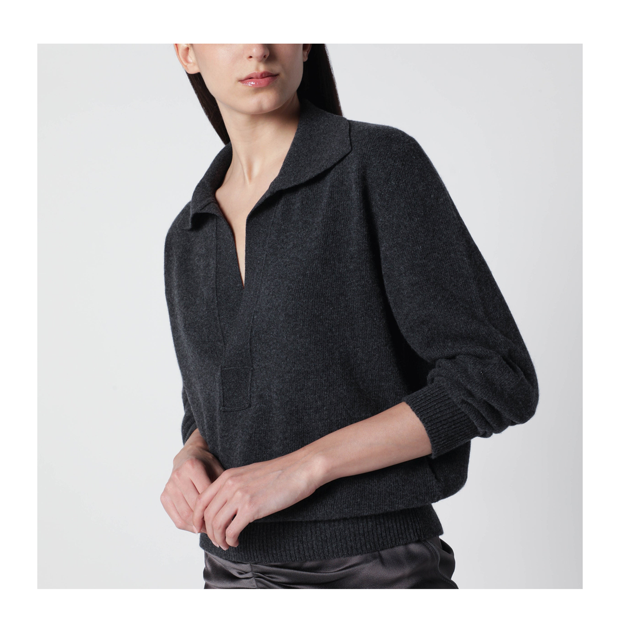 MAYFEYR - Victoria Beckham - Genevieve Sweater In Grey Mélange Cashmere Blend - 1326KJU007475AWOOM