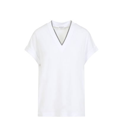 MAYFEYR - Brunello Cucinelli - V-Neck Monile T-Shirt - M0T18BD222