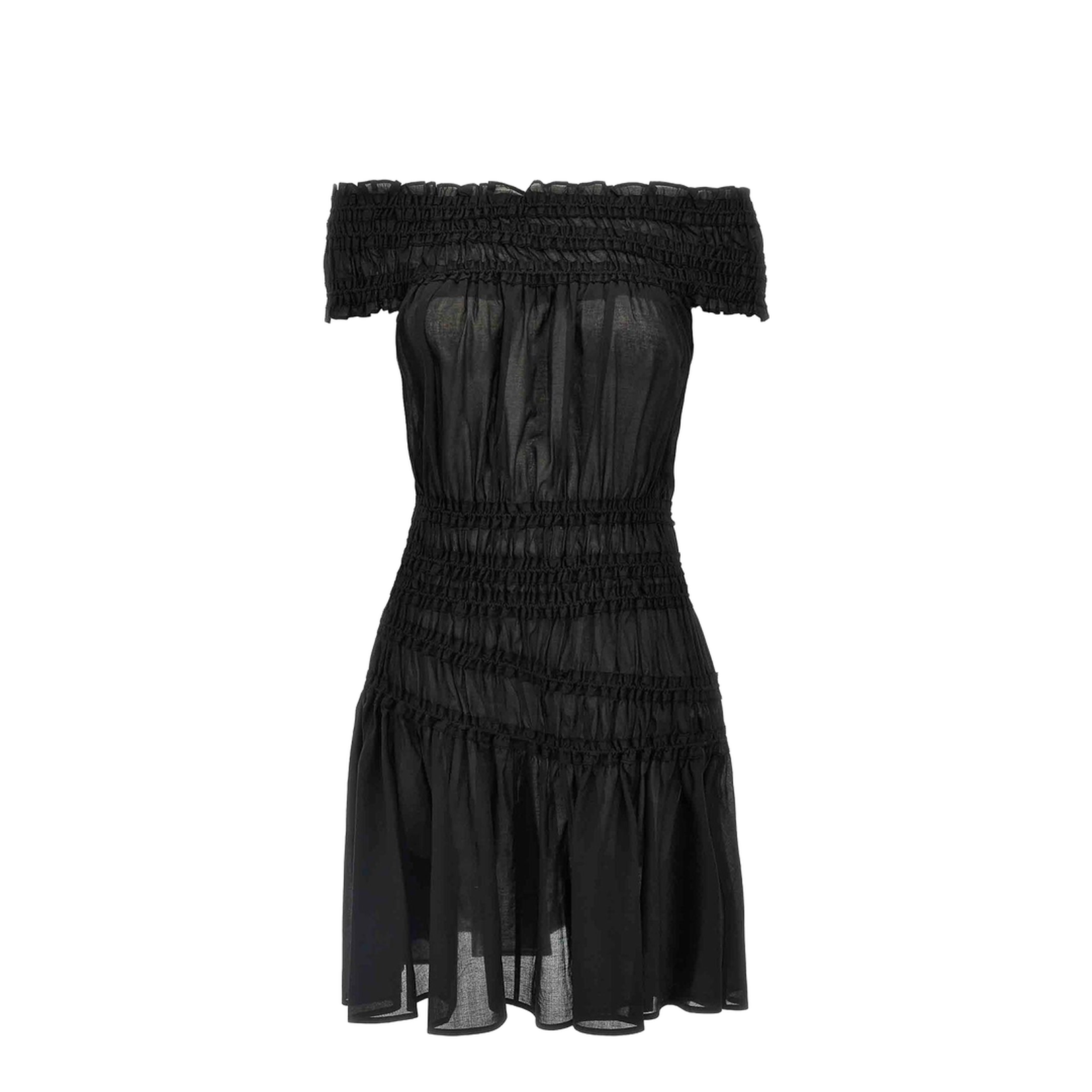 Smocked Cotton Dress In Black