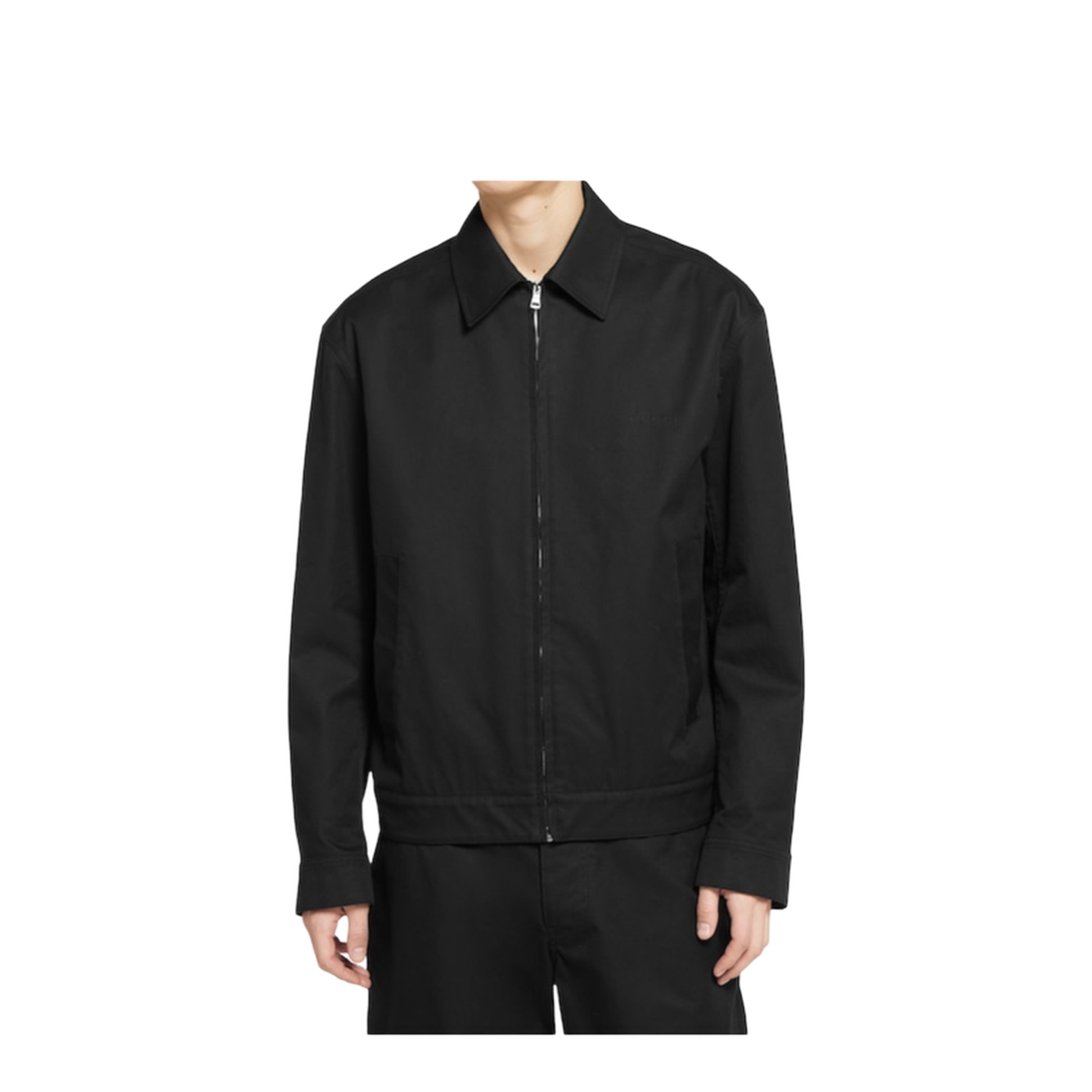 Cotton Twill Jacket with Web Detail in Black