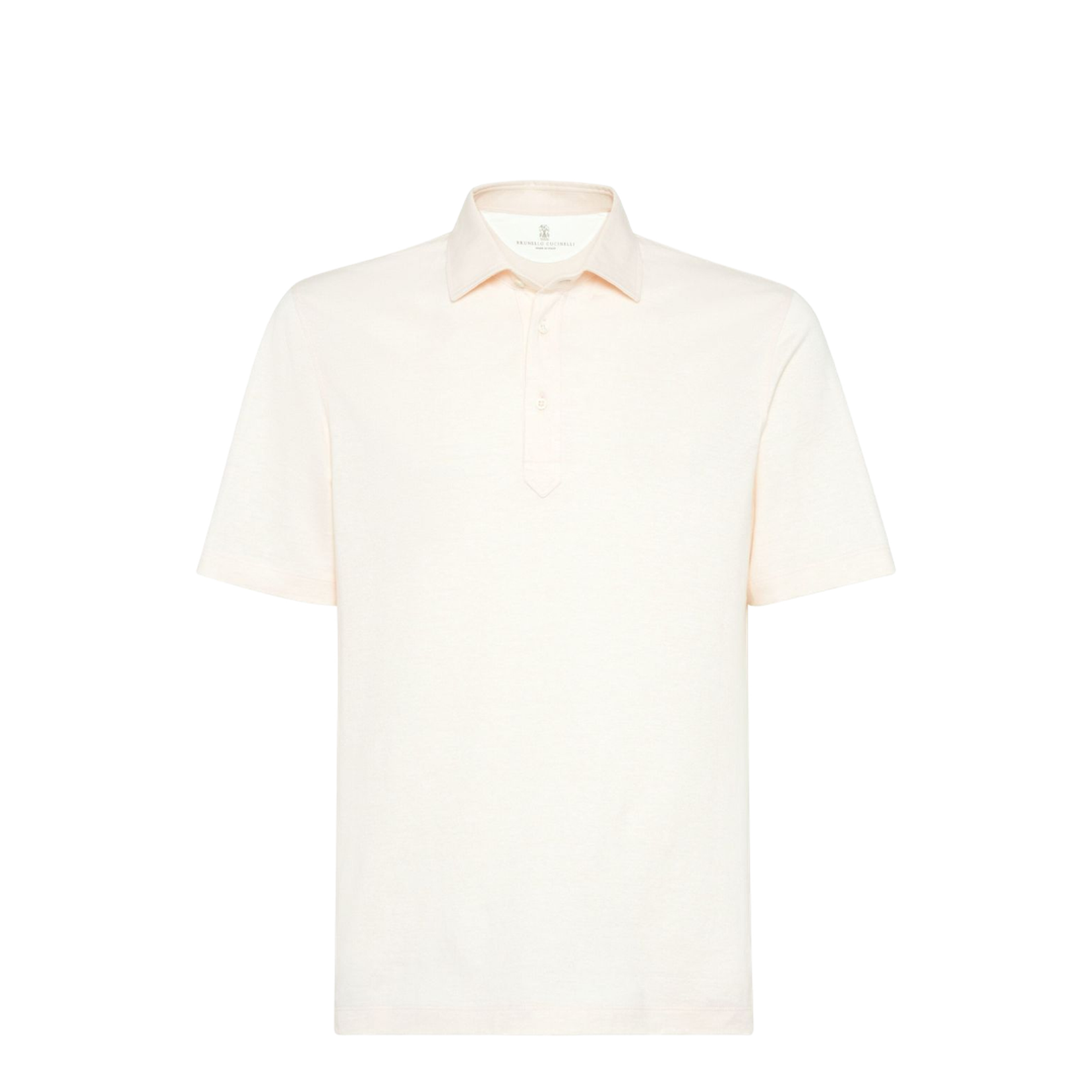 Cotton and linen piqué polo with shirt-style collar