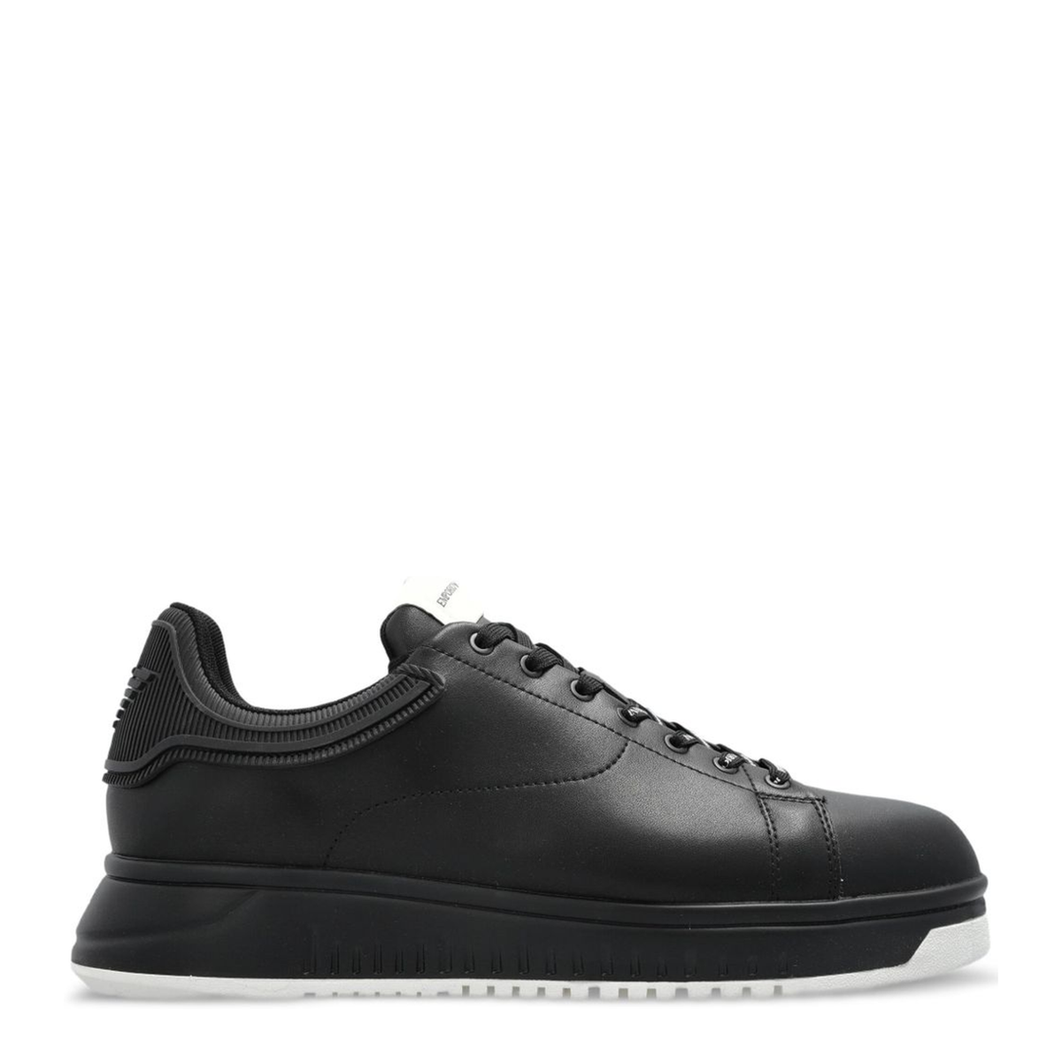 MAYFEYR - Emporio Armani - Black Leather Lace Up Sneakers - EM003663AF18212MC105