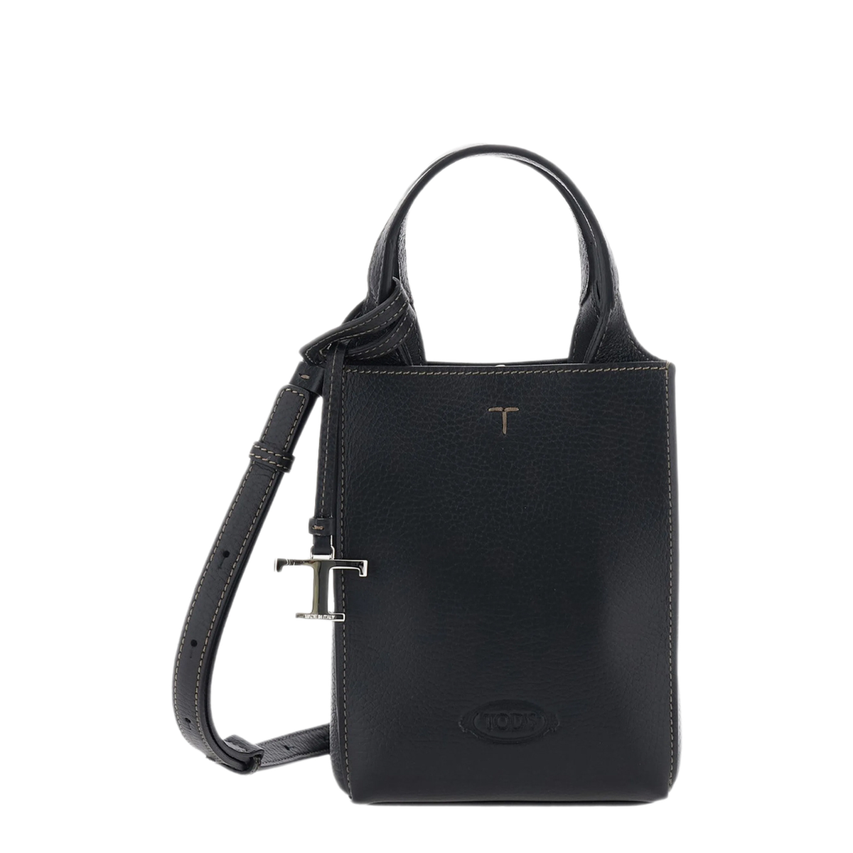 Micro Leather UNI Calf Leather Handbag - Black