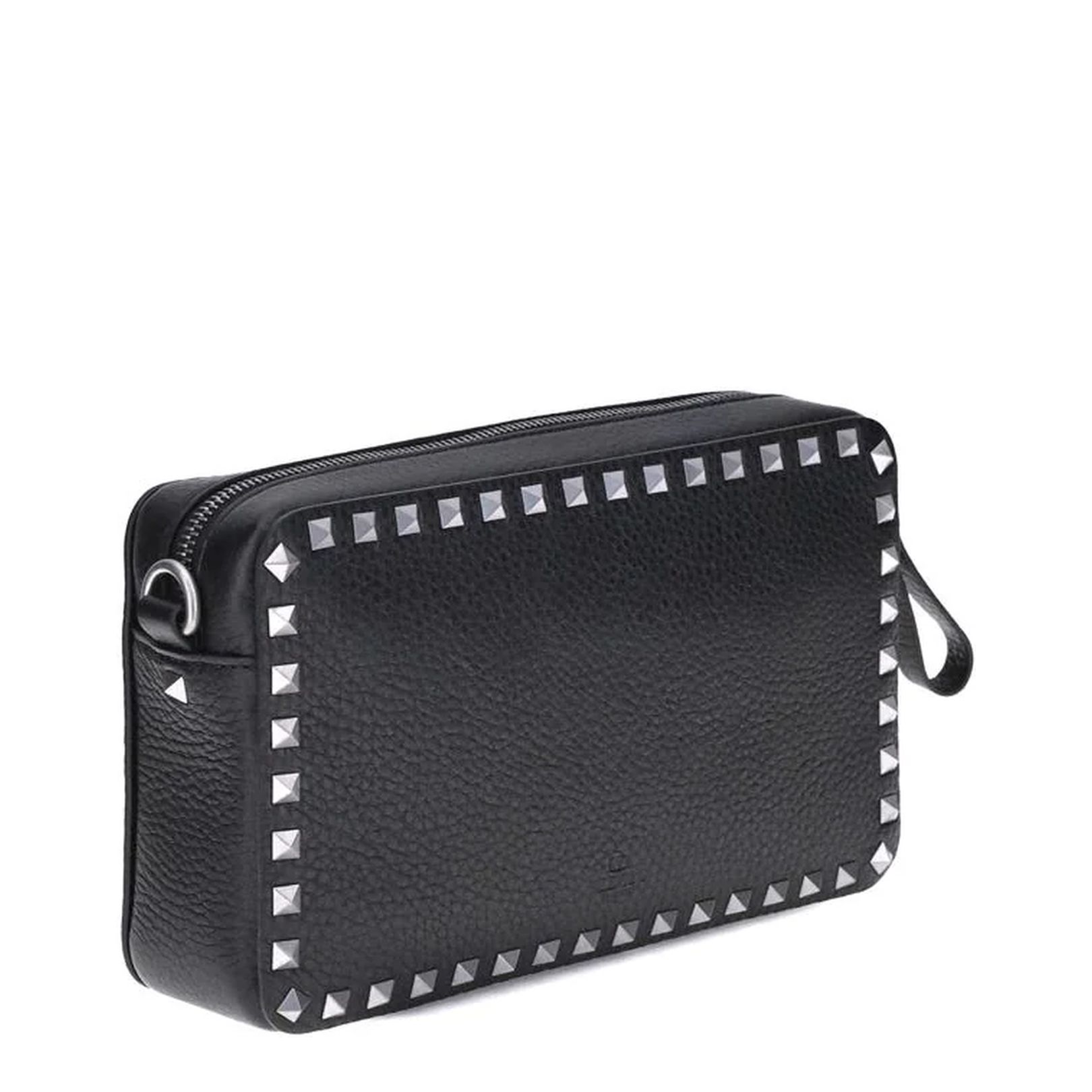 Grained Leather Rockstud Shoulder Bag