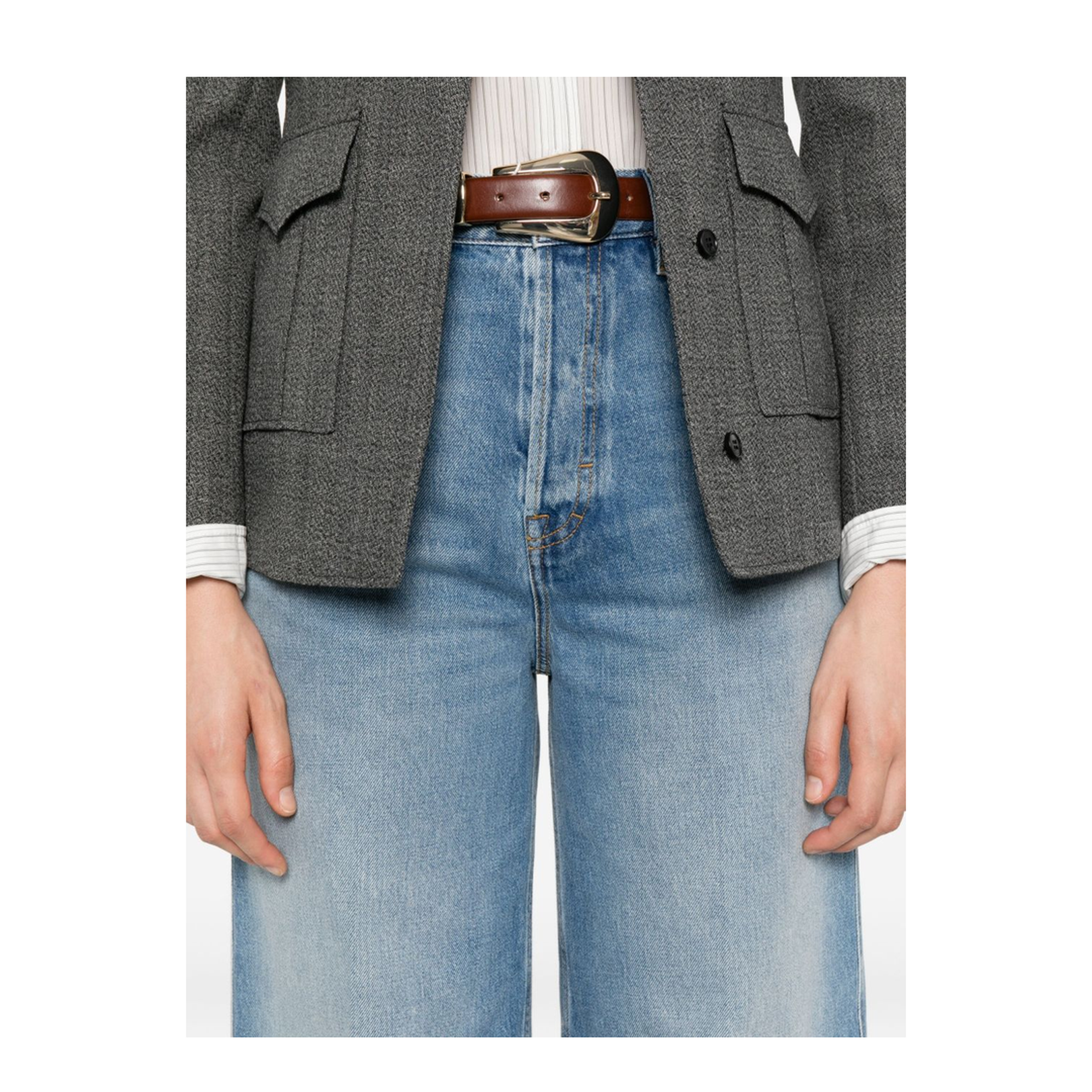 Wide Leg Denim Pants in Light Blue