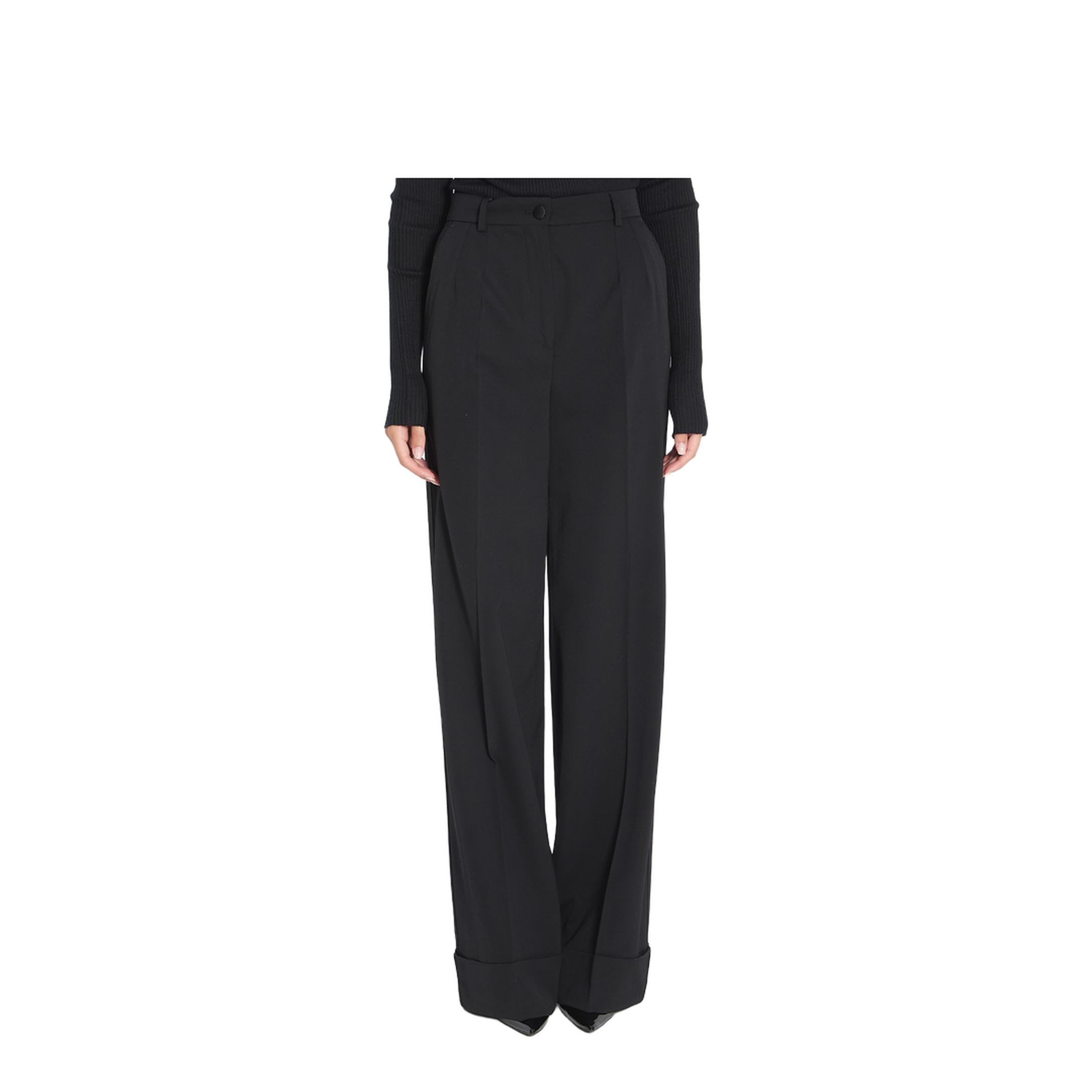 Bi-stretch Wool Trousers in Black