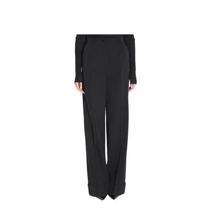 Bi-stretch Wool Trousers in Black