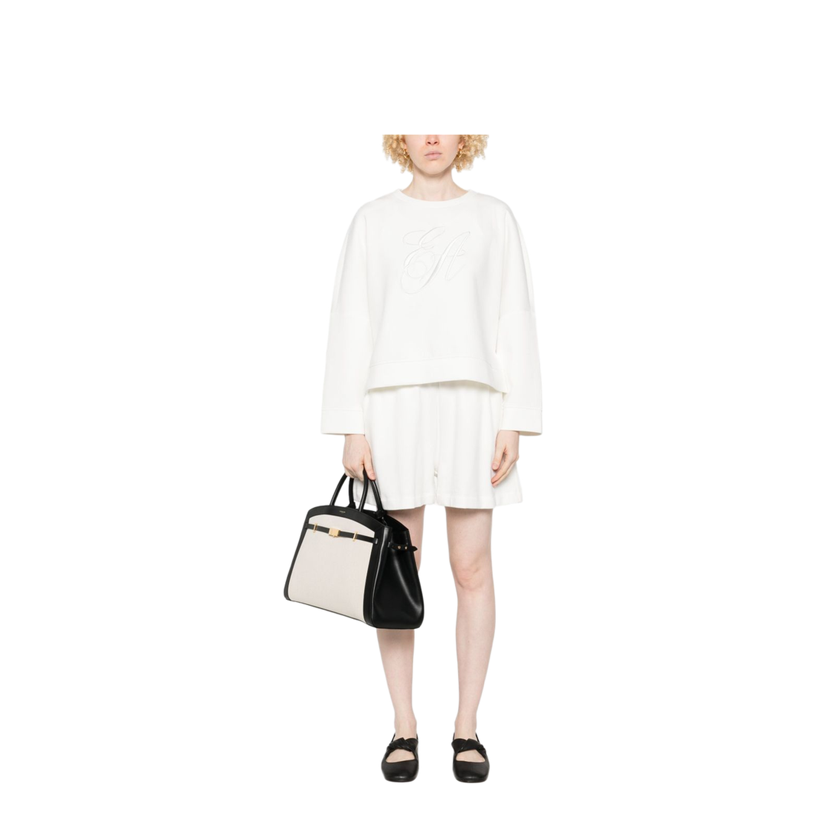 Double-Jersey Sweatshirt with Oversized Logo Embroidery
