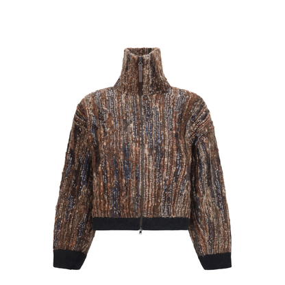 Perforated Zip Cardigan