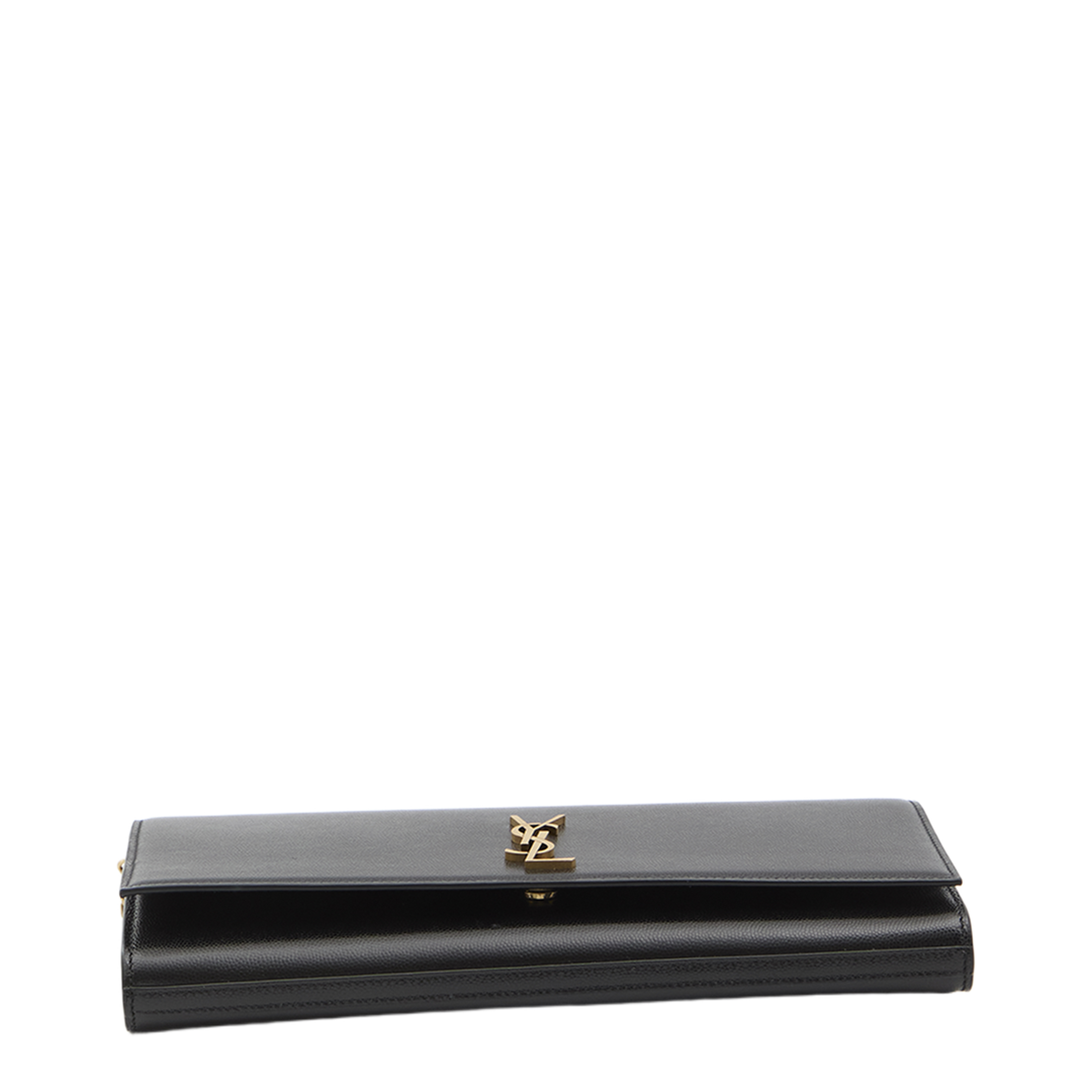 Kate Grain de Poudre Leather Clutch - Black
