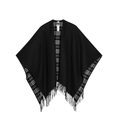 MAYFEYR - Burberry - Reversible Wool Check Cape With Fringes In Black - 8122803174346C1343