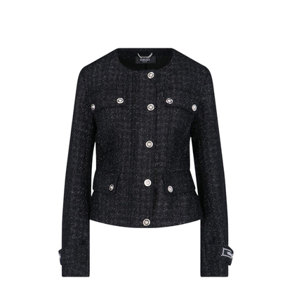 Black Lurex Jacket with Medusa Silver-tone Hardware