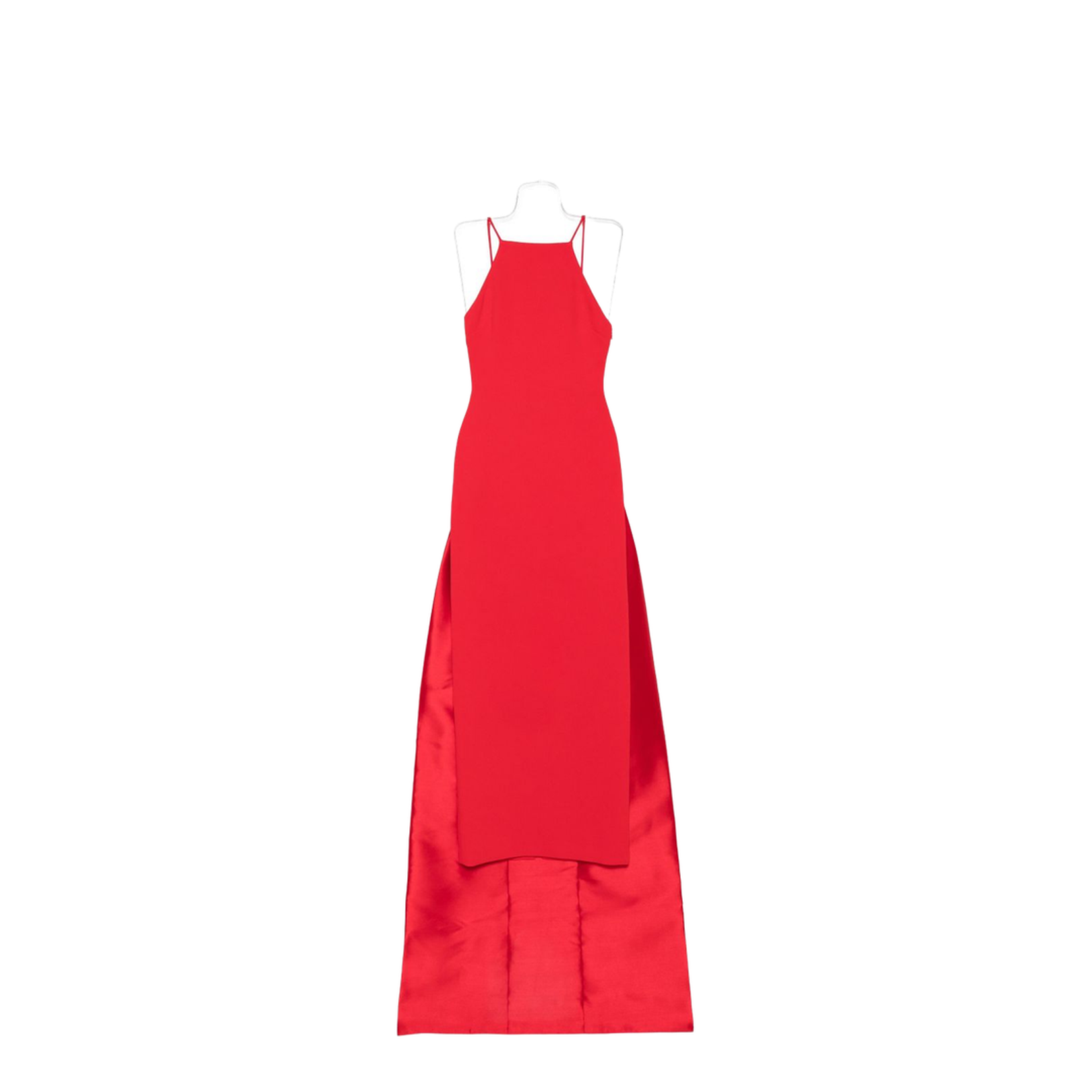 Halterneck Sleeveless Fitted Bodice Floor-Length Skirt Train Detail Dress
