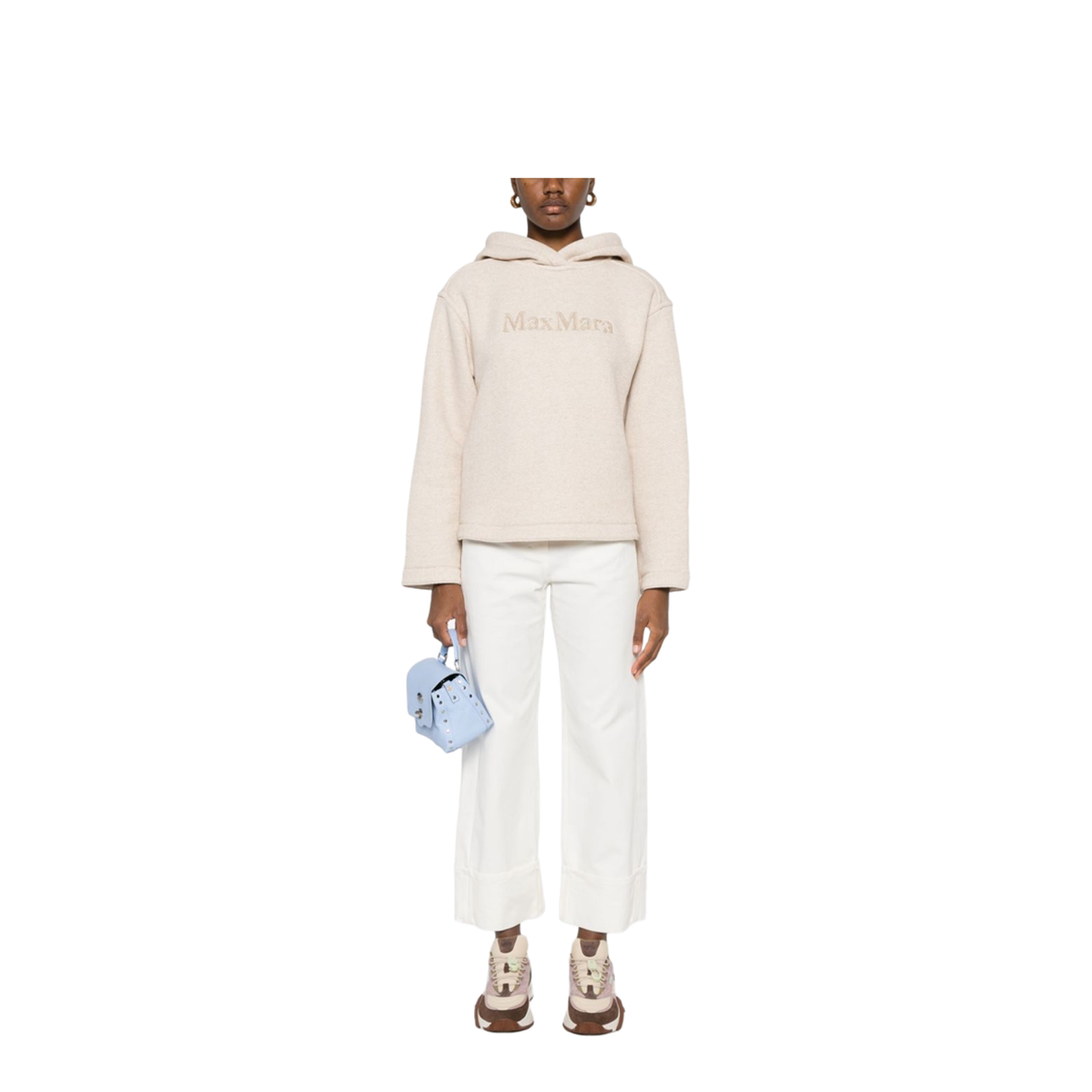 Pure Logo Cotton Hoodie In Beige