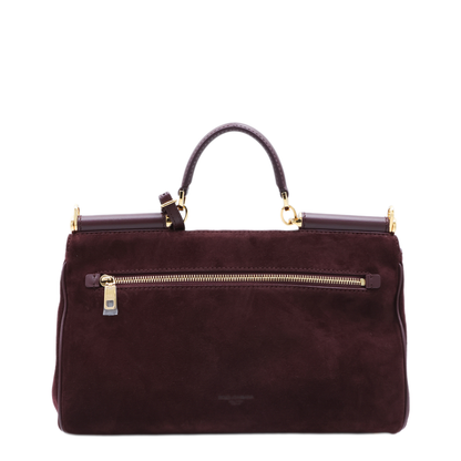 My Sicily Medium Split Calfskin Handbag - Bordeaux