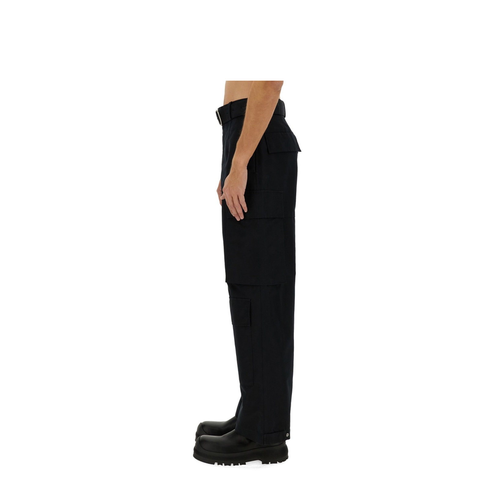 Belted Cargo Pants In Black