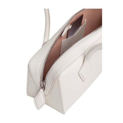 Le Teckel Medium Shiny Goatskin Shoulder Bag - Ivory (Off-white)