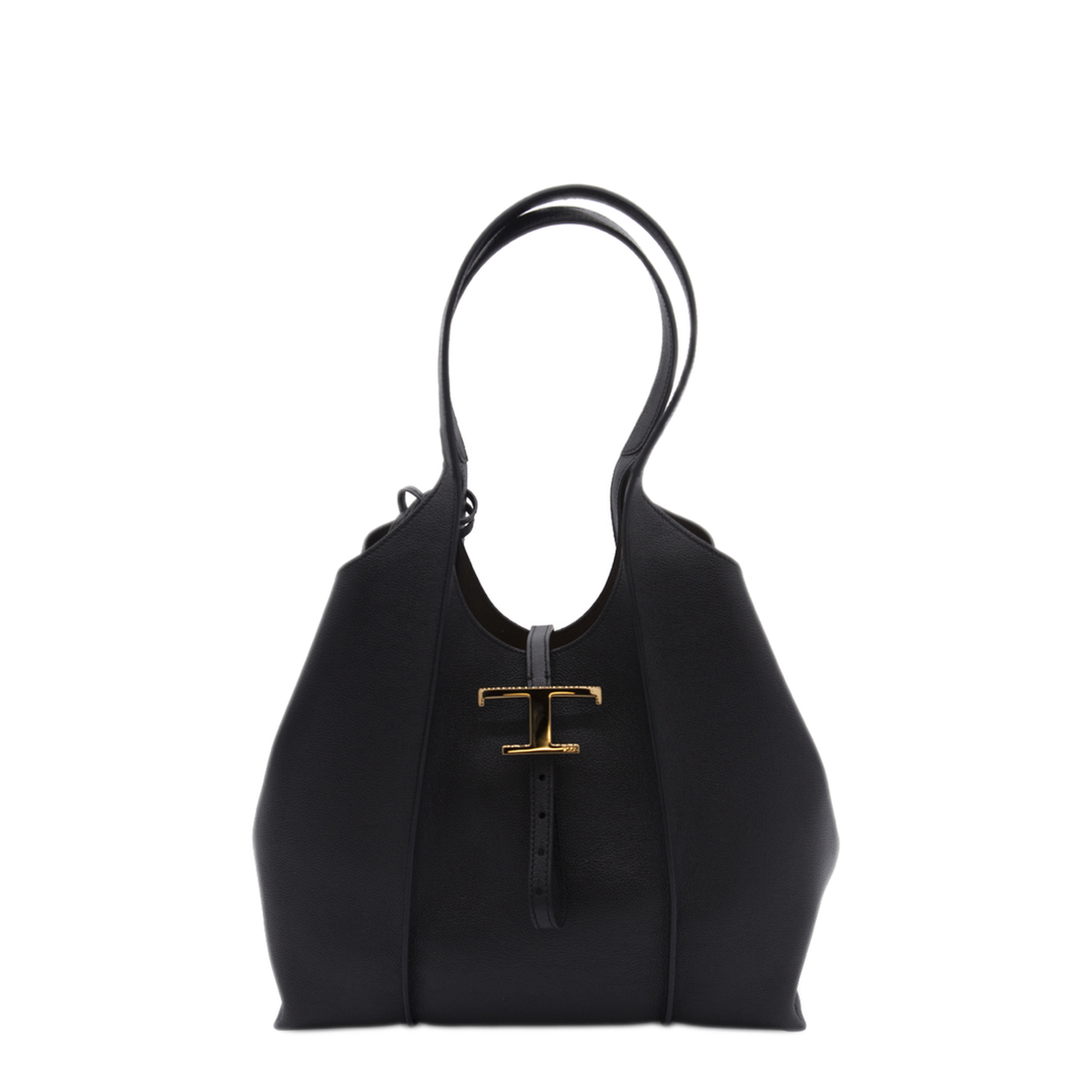 T Timeless Small Calf Leather Shopping Bag - Black