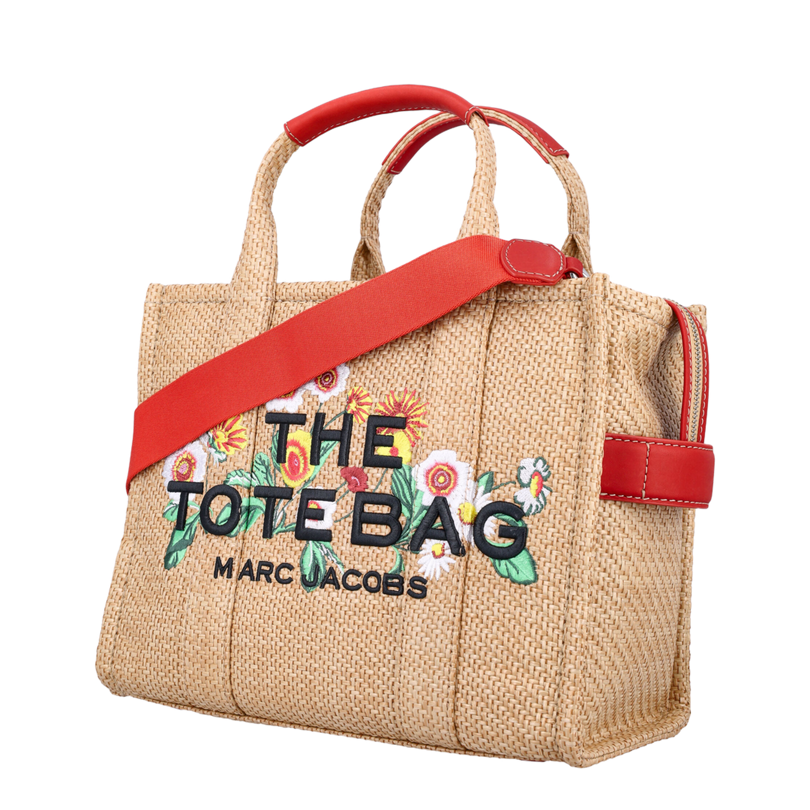 The Medium Tote Embroidery Daisy Raffia