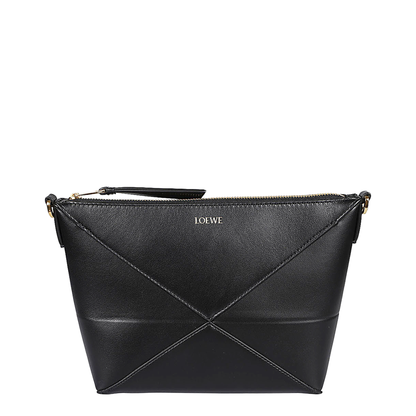 Puzzle Fold Leather Pouch - Black