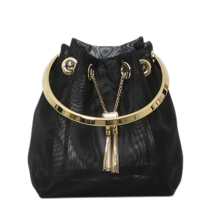 MAYFEYR - Jimmy Choo - Black Mesh Bon Bon Bag - BONBONGIKBLACKLIGHTGOLD