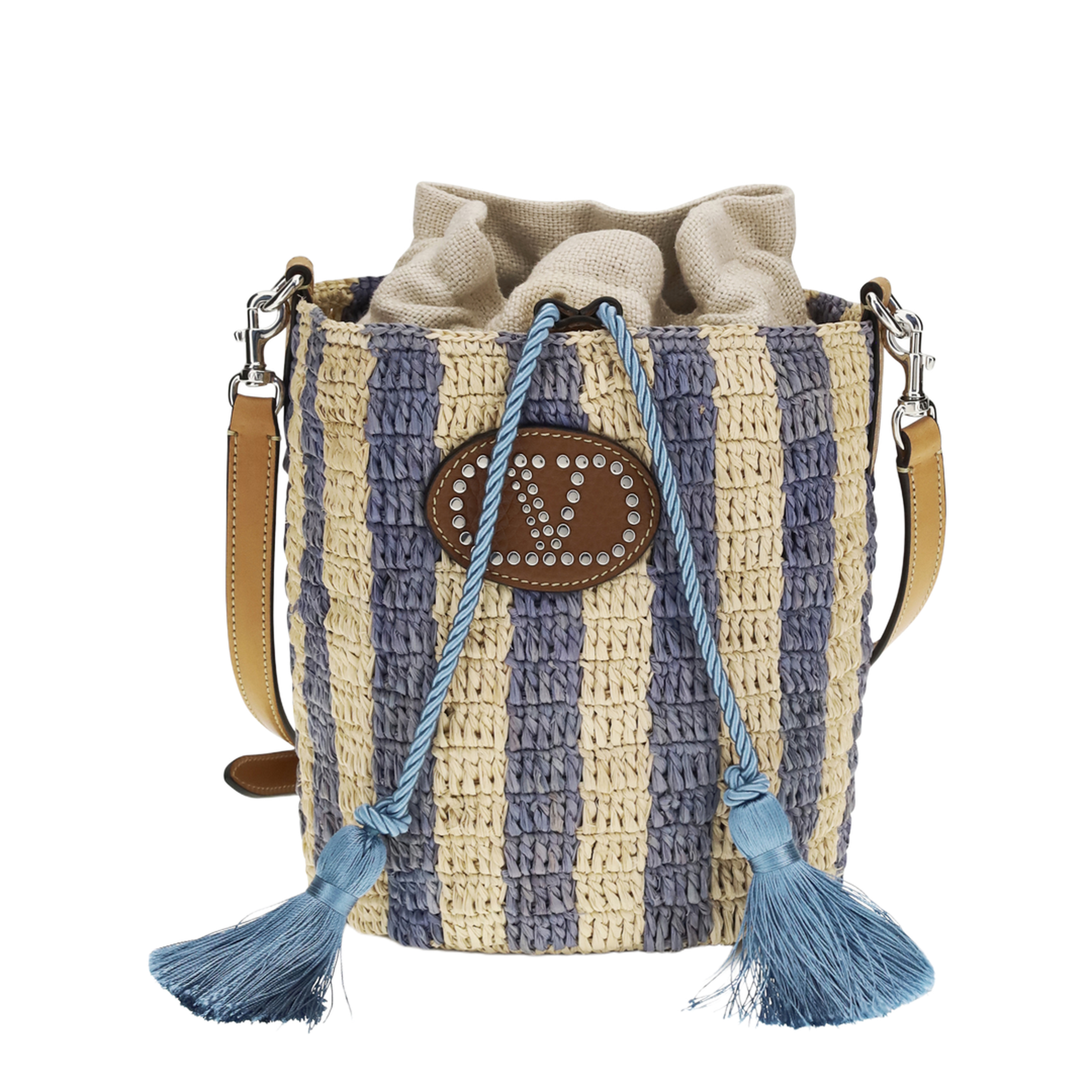 MAYFEYR - Valentino - Striped Raffia Bucket Bag - 8W2B0T03IXU
