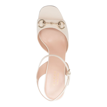 Horsebit Sandal in White Leather