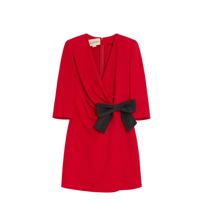 Short Silk Dress with Bow