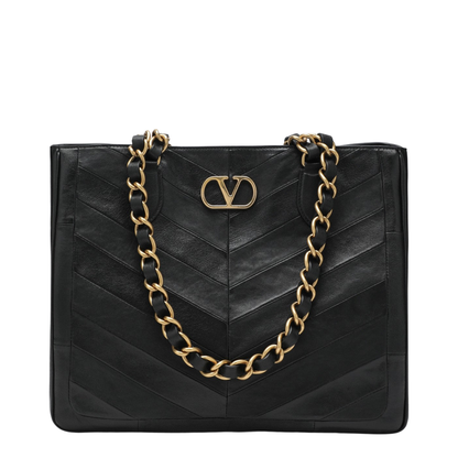 Laseine Medium Nappa Leather Shopping Bag - Black