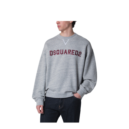 Grey Mélange Sweatshirt with Logo Embroidery