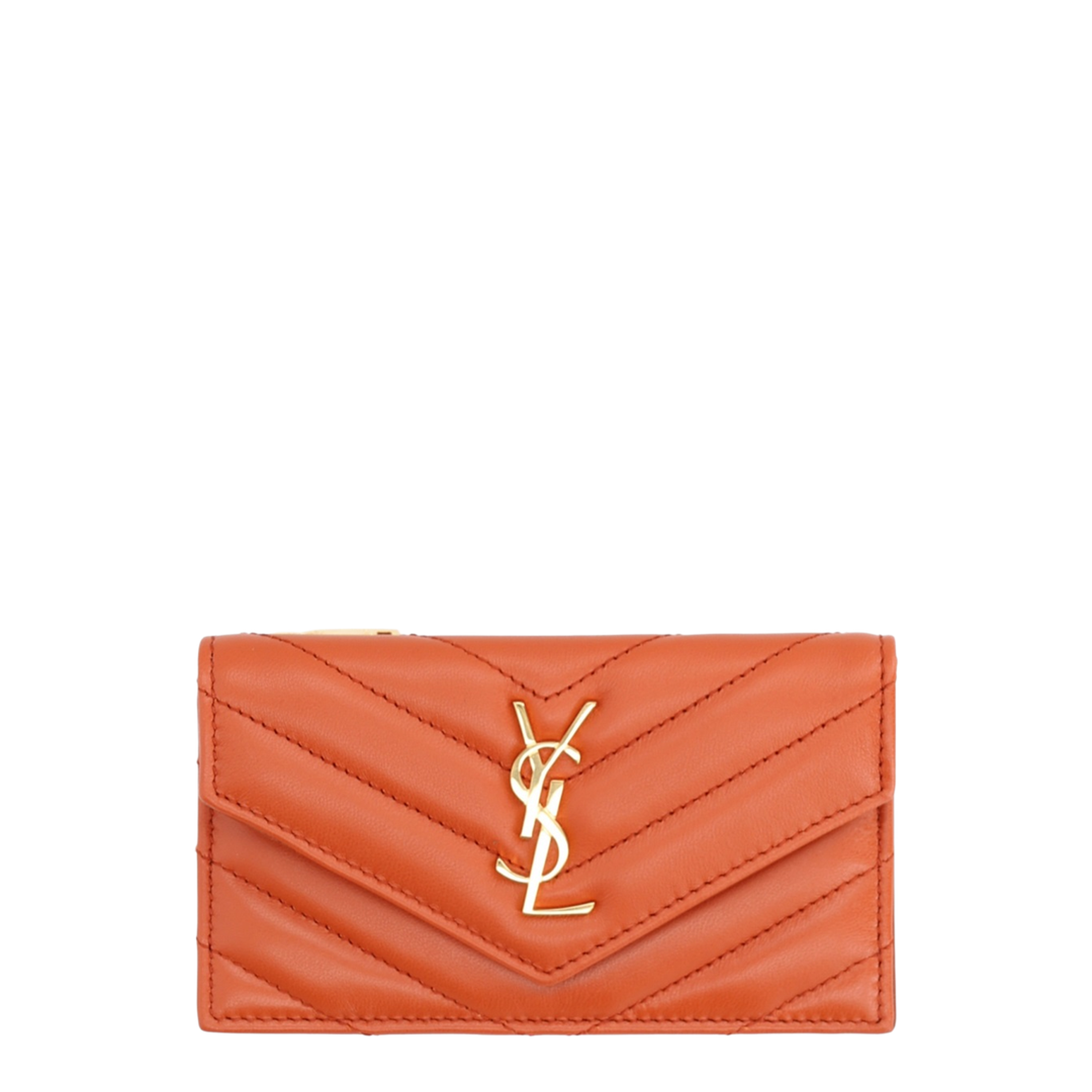Cassandre Fragments Flap Card Case in Lambskin Dark Mandarin