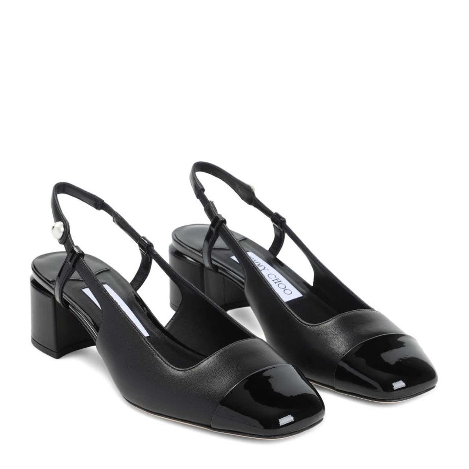 Black Nappa and Patent Leather Pumps