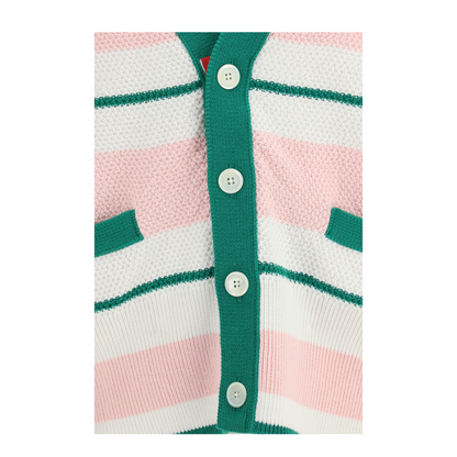 MAYFEYR - Thom Browne - Classic Stripe Seed Stitch V Neck Cardigan - MKC641AY3016