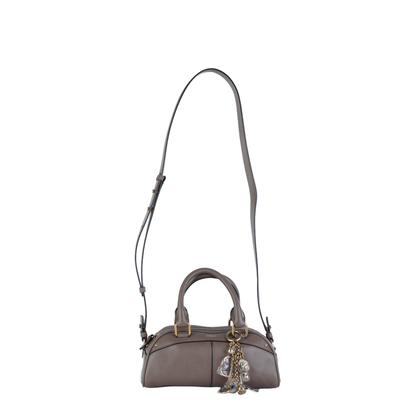 Small Bowling Bag in Soft Leather Beige