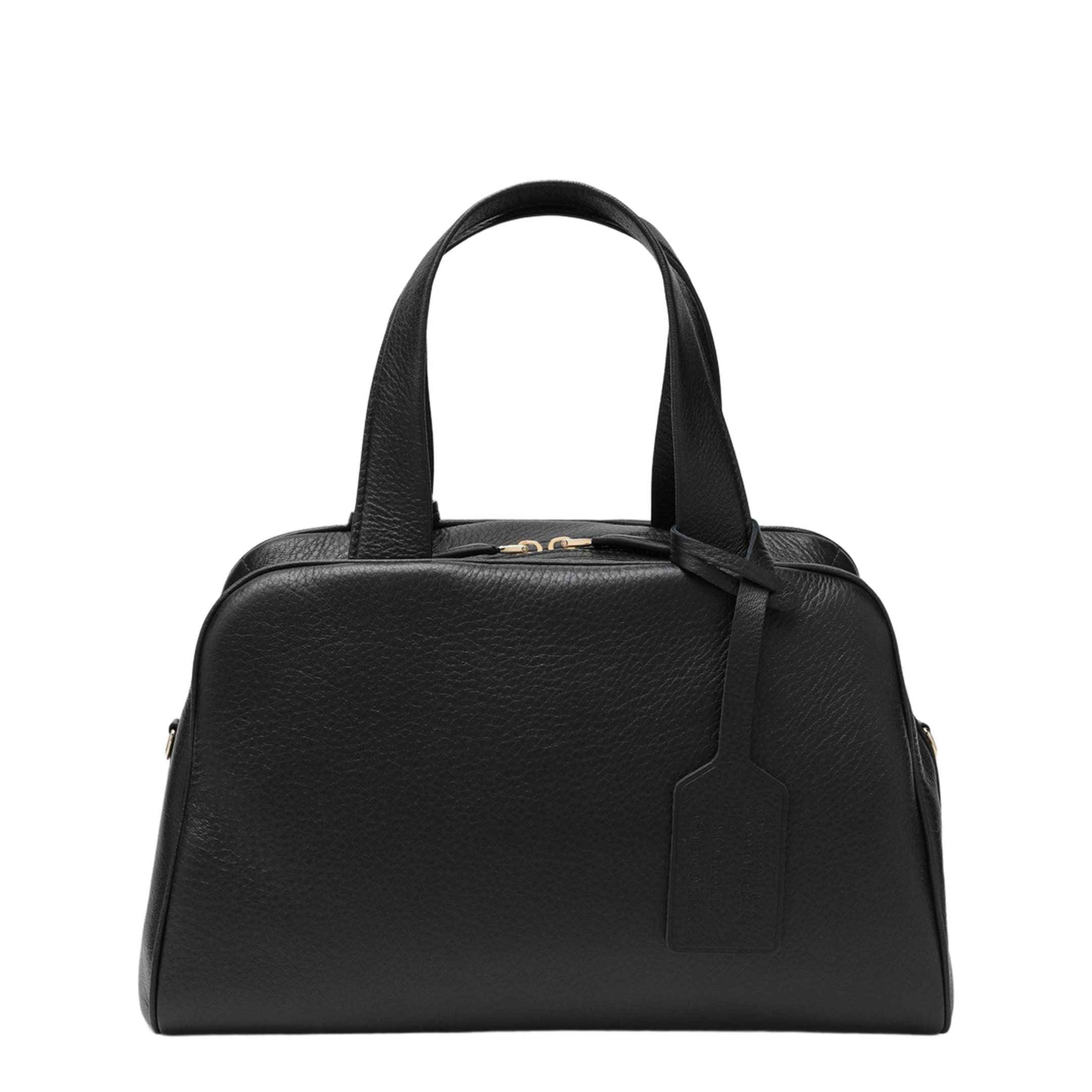 Large Buckskin Top-Handle Bag - Black