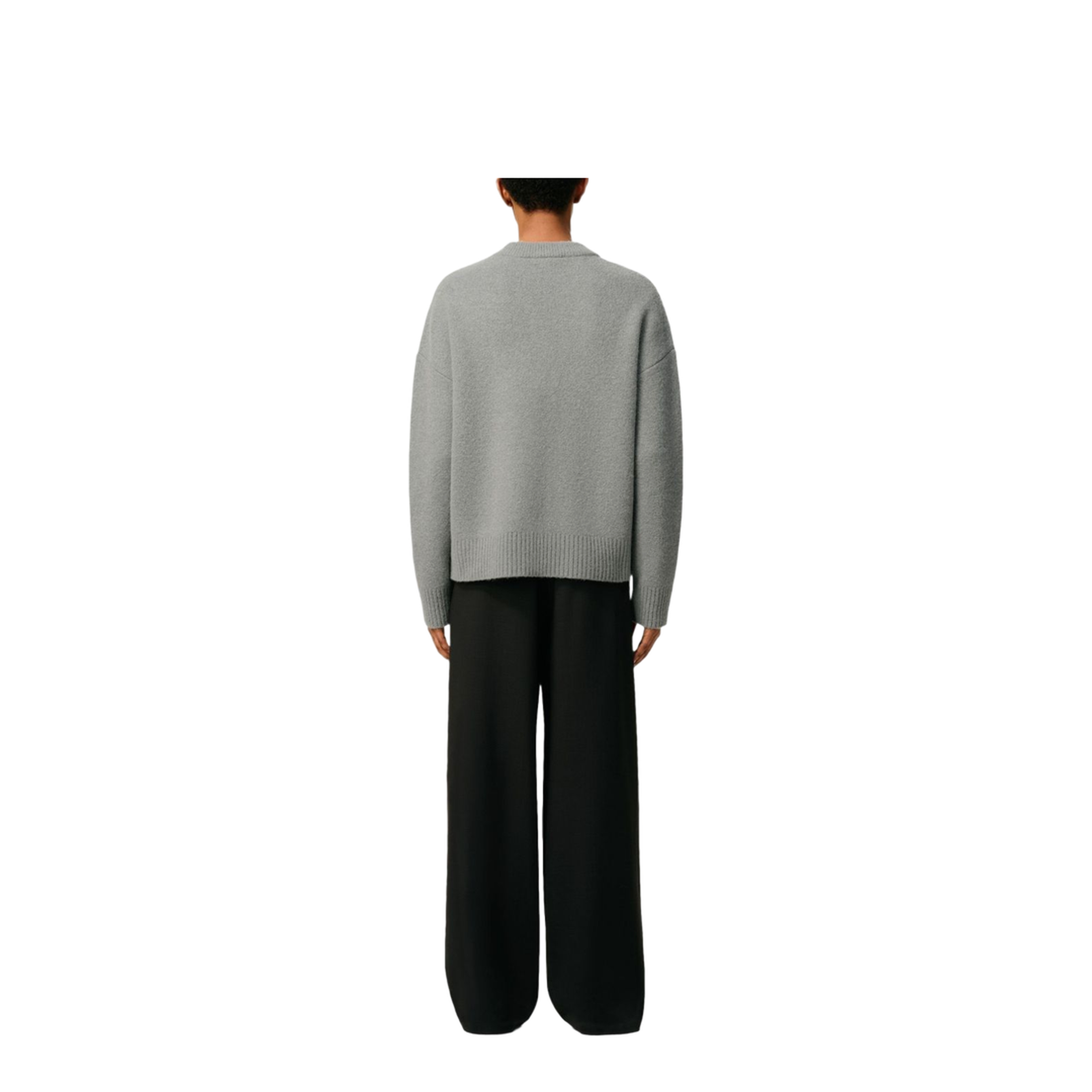 Grey Wool Cardigan Front-Button V-Neck