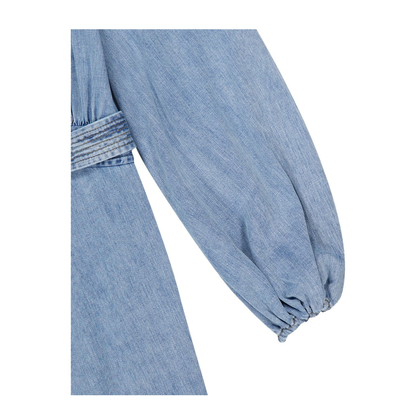 Indra Denim Wrap Midi Dress