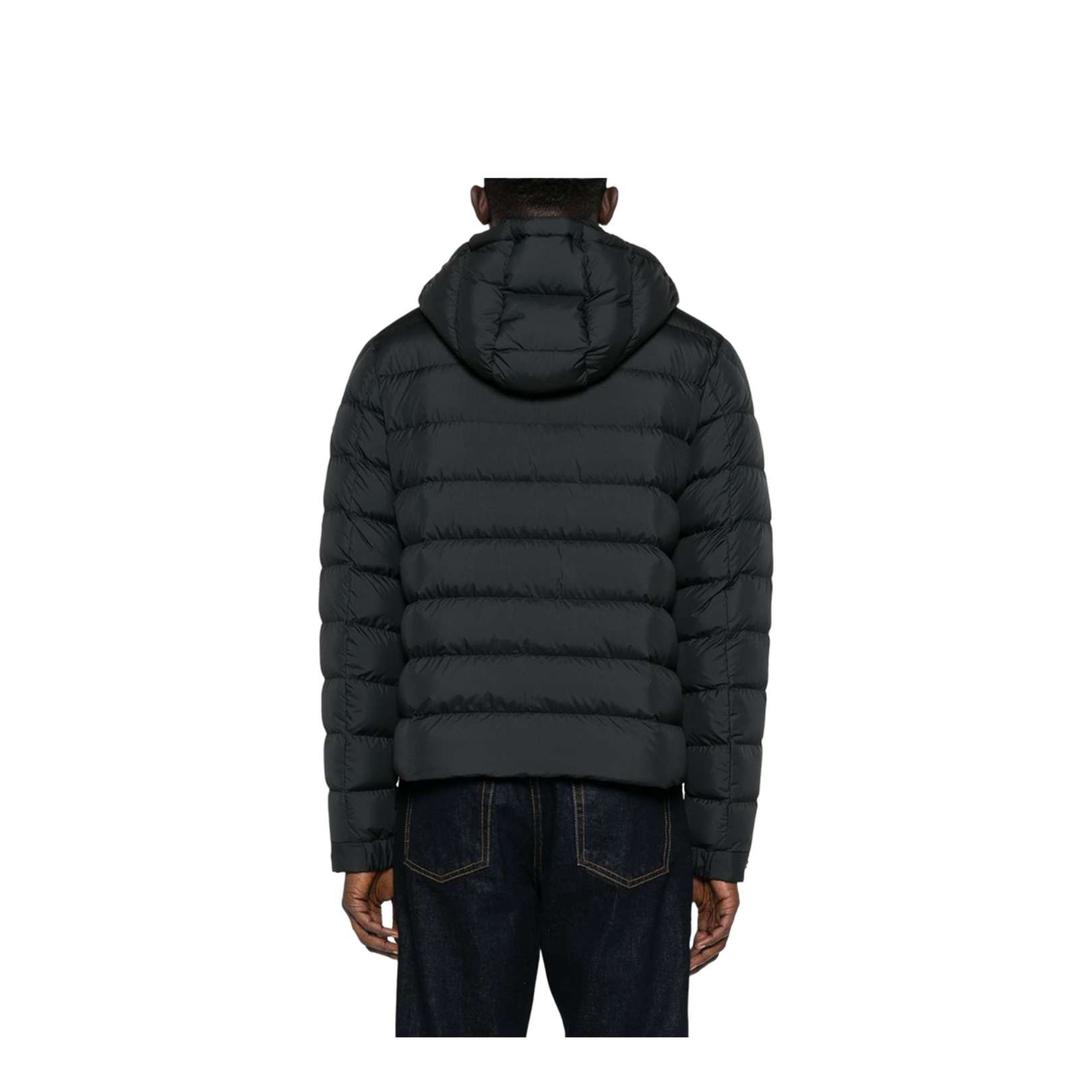 Black Arneb Hooded Short Down Jacket