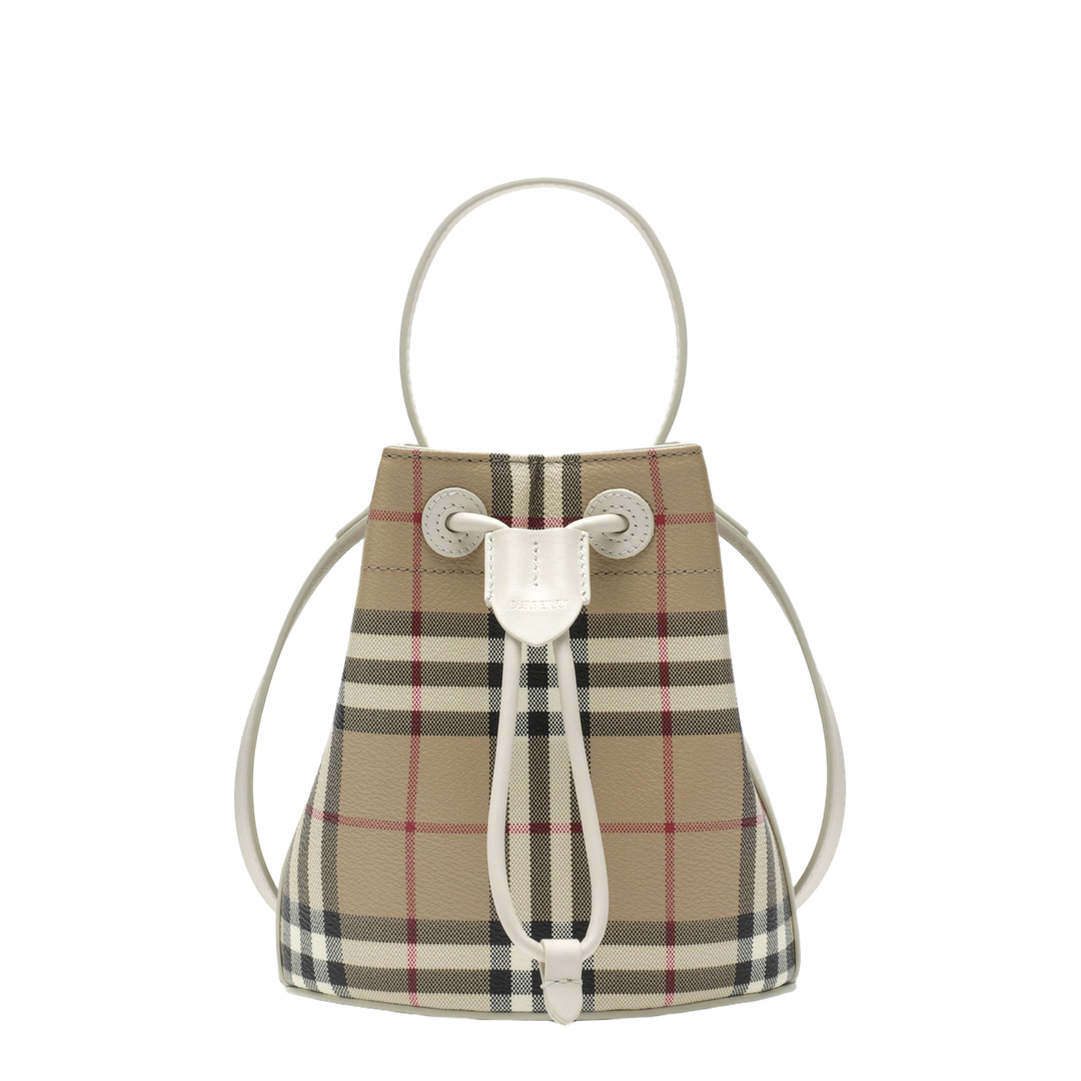 Mini Check Coated Textile Bucket Bag - Archive Beige/Soap Beige