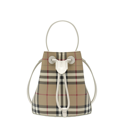 Mini Check Coated Textile Bucket Bag - Archive Beige/Soap Beige