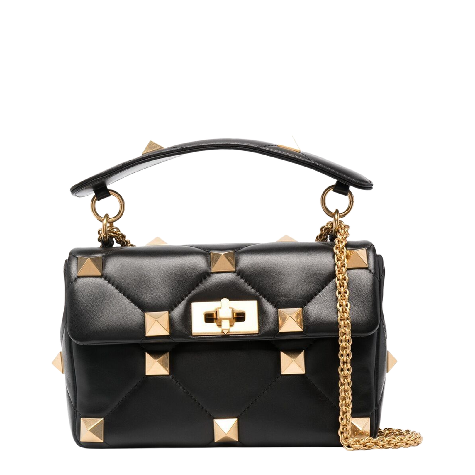 Roman Stud Medium Leather Chain Shoulder Bag