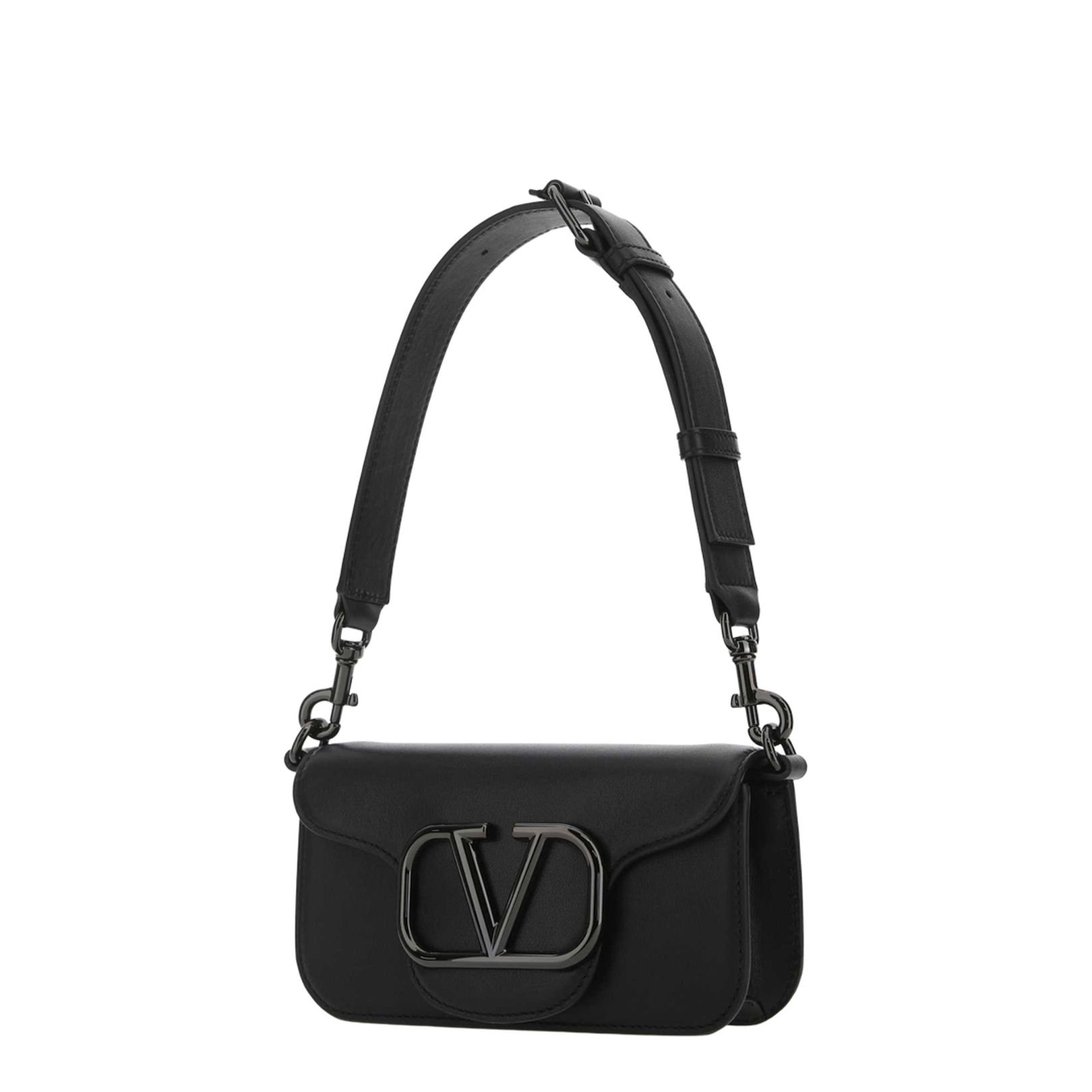 Black Leather Locò Shoulder Bag
