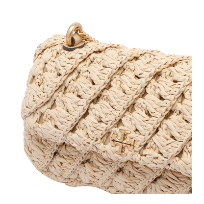 Mini Raffia Shoulder Bag In Beige