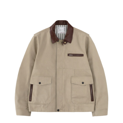 Jacket with Leather Collar