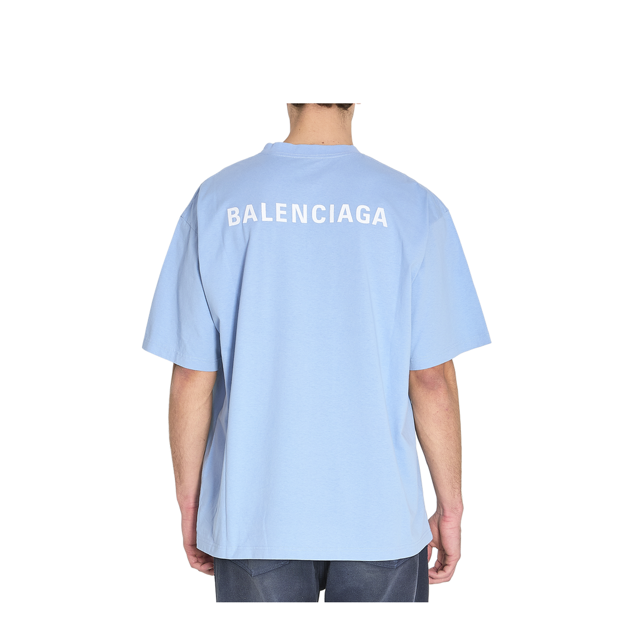 Back T-shirt Medium Fit in Light Blue/white