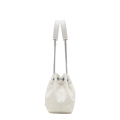 Chain Sack Shoulder Bag In White Leather